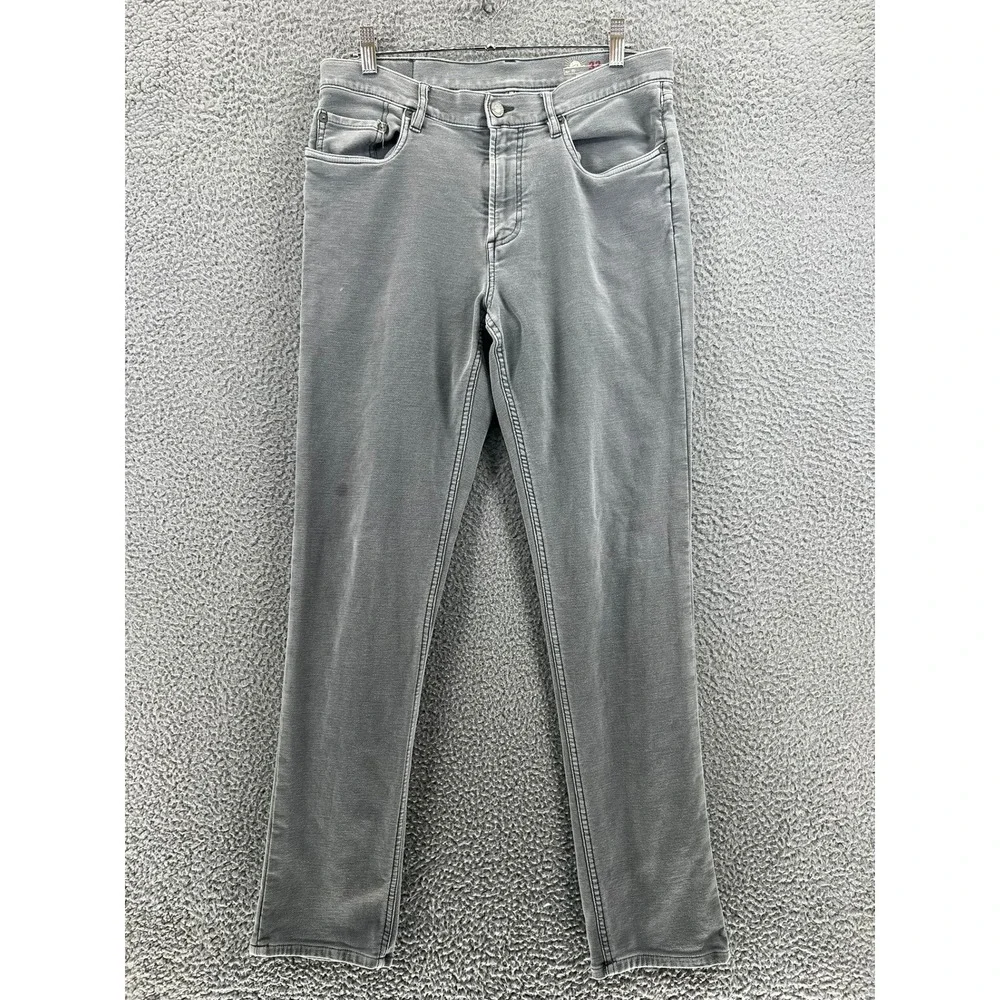 Faherty Stretch Terry 5-Pocket Pant Mens 33 Slate Grey Slim Straight Stretch